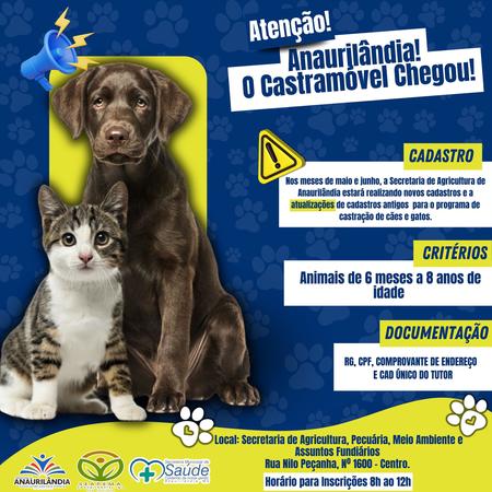 Castramóvel Chega a Anaurilândia com Ações de Cadastro e Atualização para Castração de Cães e Gatos