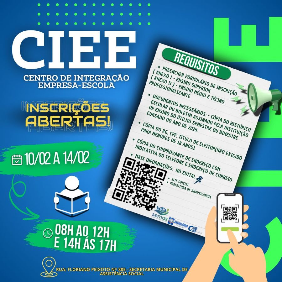 .Prefeitura de Anaurilândia Abre Inscrições para o Projeto CIEE e Oferece Oportunidades para Jovens