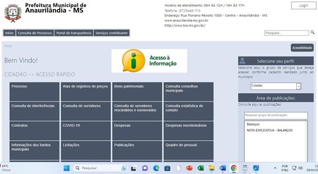 Portal da Prefeitura de Anaurilândia está diariamente no ar em constante desenvolvimento e atualização