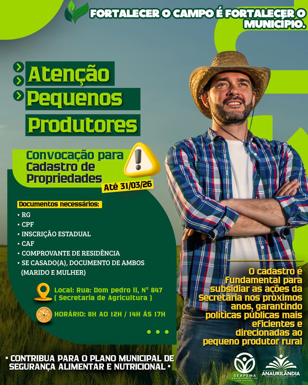 Prefeitura inicia cadastramento oficial de pequenos produtores rurais em Anaurilândia