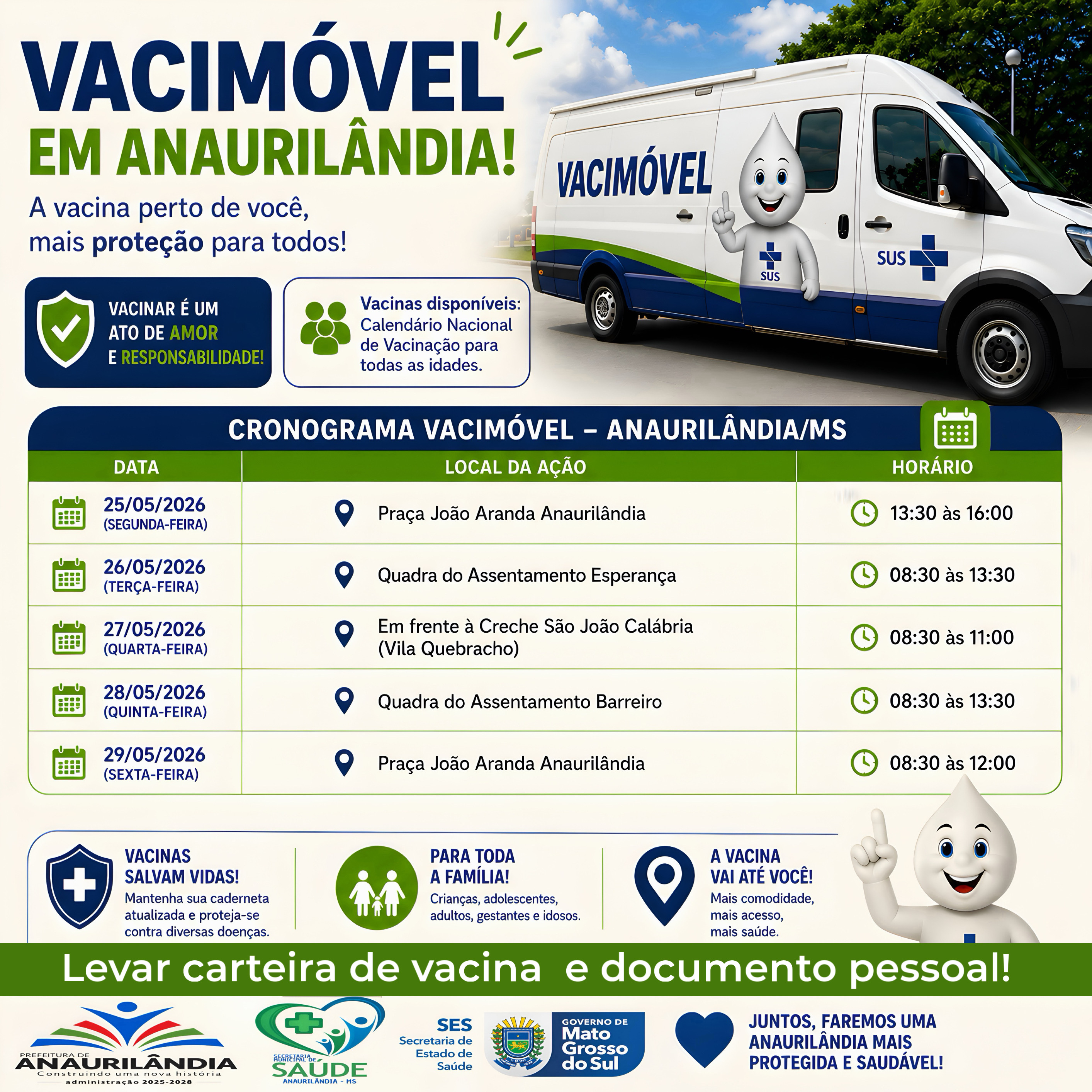 Vacimóvel chega a Anaurilândia para ampliar acesso à vacinação da população